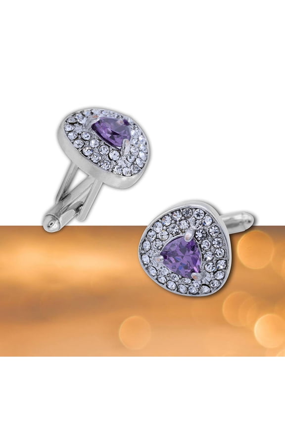 1 Pair Fancy Cuff Links Mens Alloy Purple Cufflinks Accessory for Business Meetings