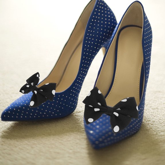 OFFIGAM Elegant Black Bow Shoe Clips, Versatile Accessories for Pumps and Heels 1Pair