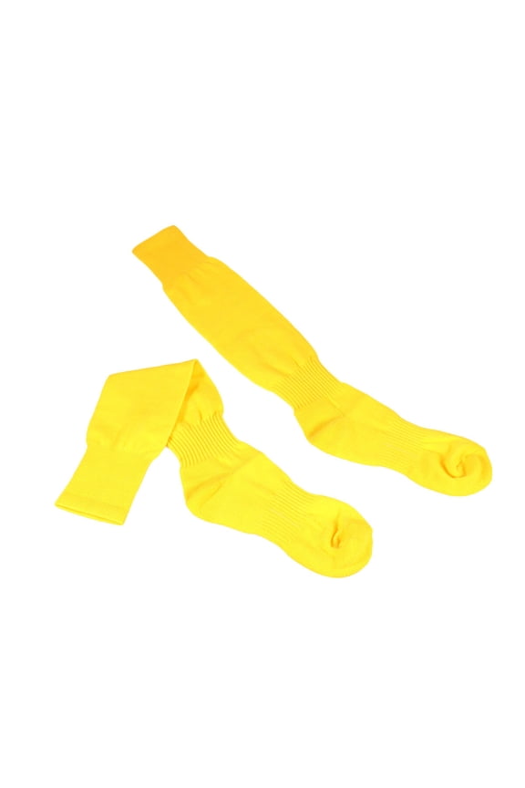 1Pair Yellow Sports Stockings Knee High Socks Football Socks with Elastic Anti Slip Texture for Sports