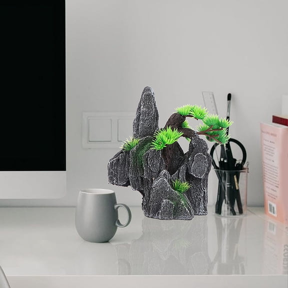 OFFIGAM 1Pc Black Fish Tank Mountain Craft Artificial Aquarium Decoration for Aquatic Boxes