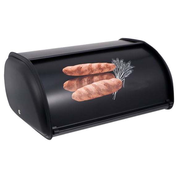 OFFIGAM 1Pc Black Metal Bread Box with Sealed Lid Multipurpose Space-Saving Storage Container