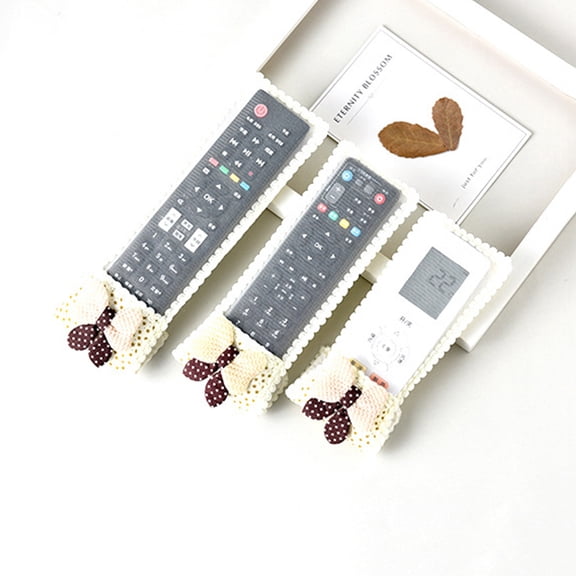 OFFIGAM 1Pc Beige Fabric Lace Cover for Remote Control with Beautiful Gypsophila Bow Pattern