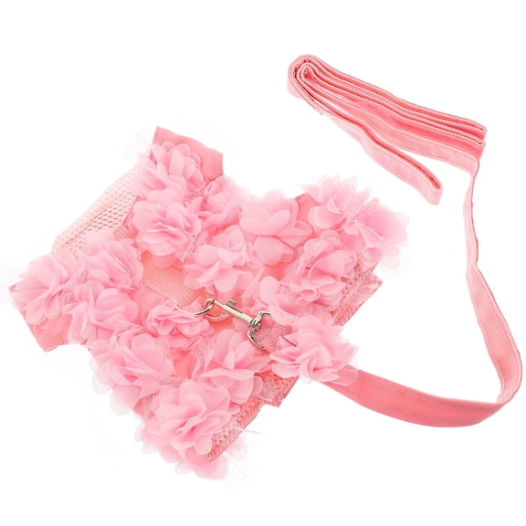 OFFIGAM 1Pc Dog Rope Pink Stereo Flower Design Breathable Adjustable Chest Strap