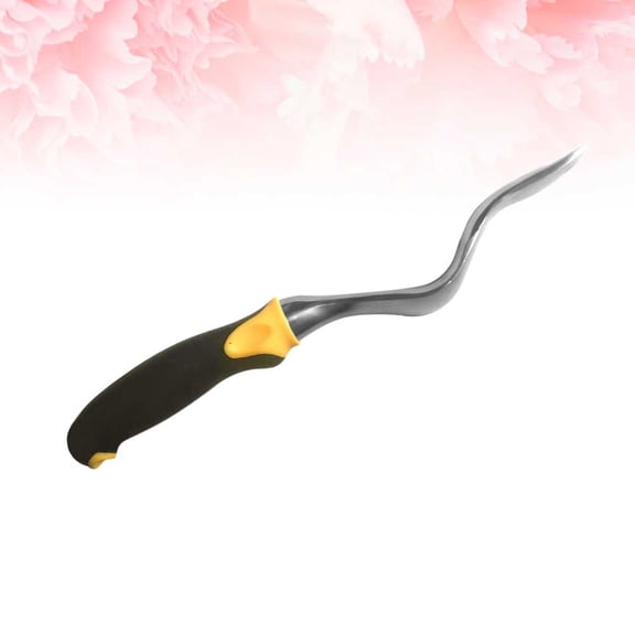 OFFIGAM 1Pc Durable Metal Weeding Tool for Gardening with Ergonomic Handle and Two Prong Fork