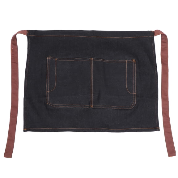 OFFIGAM 1Pc Half-Length Chef Apron Black Polyester Oil Proof Comfortable Cooking