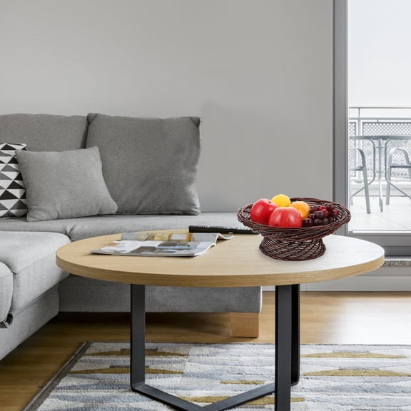 OFFIGAM 1Pc Handmade Brown Woven Fruit Plate for Fresh Fruit Snacks and Decorative Storage At Home