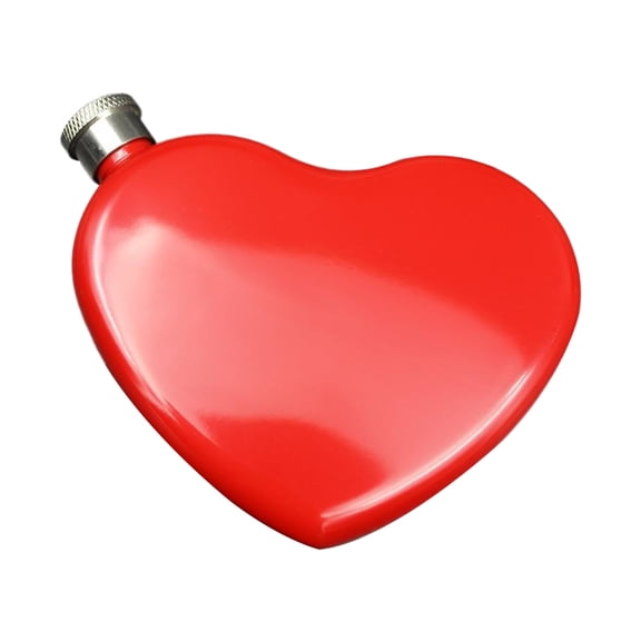 OFFIGAM 1Pc Heart Shaped Hip Flask Red Stainless Steel Portable Liquor Container for Outdoor Use