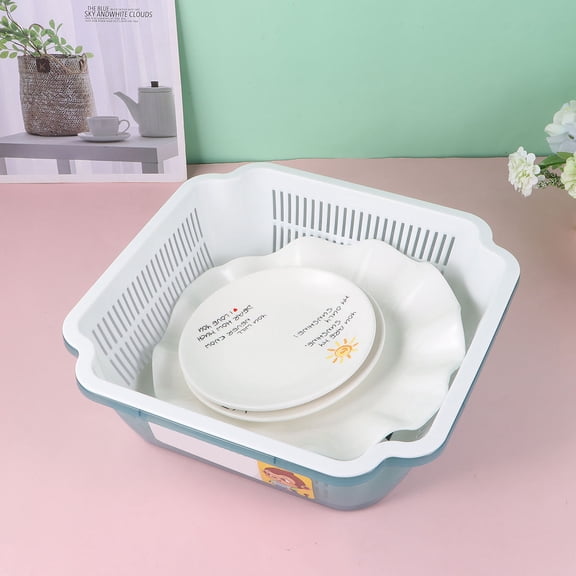OFFIGAM Kitchen Drain Box with Lid, PP Material Storage Organizer for Cups, Spoons, Bowls and More
