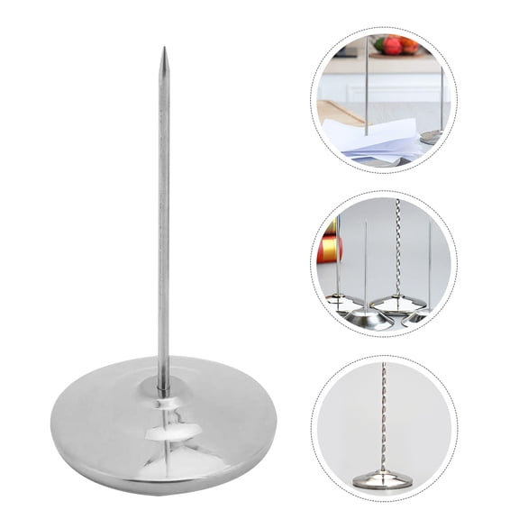OFFIGAM Stainless Steel Receipt Spike with Round Base, Paper Menu Holder for Office and Restaurant Use, 1 Pc