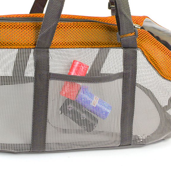 OFFIGAM 1Pc Portable Orange Pet Carrier Bag with Ventilated Mesh for Outdoor Trips