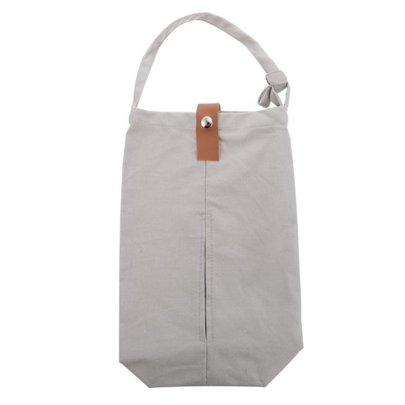 OFFIGAM 1Pc Simple Napkin Bag Grey Canvas Car Facial Tissue Holder with Buckle for Easy Replacement