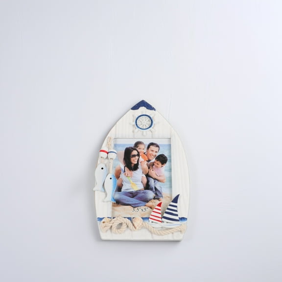 OFFIGAM 1Pcs Beach Photo Frames Square Wooden Design With Photo Protection For Indoor Use