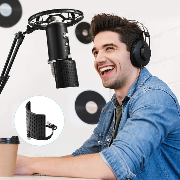 OFFIGAM Microphone Wind Screen Sound Filter Black Plastic Easy to Install Protects from Wind Noise 1 Piece