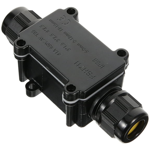 OFFIGAM Compact Black Outdoor Electrical Junction Box Plastic Weatherproof Two Way Access for Wiring Connections