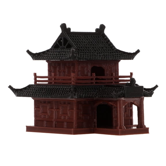 OFFIGAM Brown Plastic Garden Pavilion Statue, 1 Piece Tabletop Ornament for Miniature Landscape Decoration