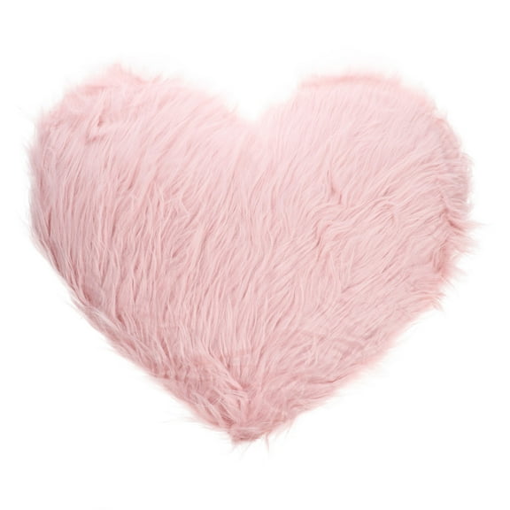 OFFIGAM Pink Heart Pillow, Fluffy Plush Cushion for Home and Sofa Decor