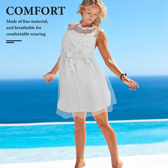 OFFIGAM Bridesmaid Dress Transparent Lace Evening Dress Breathable Comfortable Fit
