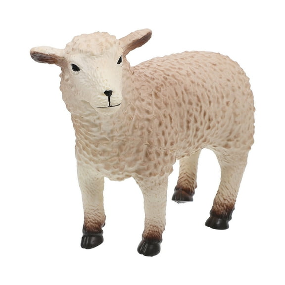 OFFIGAM Realistic Goat Figurine for Indoor Outdoor Decor, Beige Soft Material Animal Model, Perfect