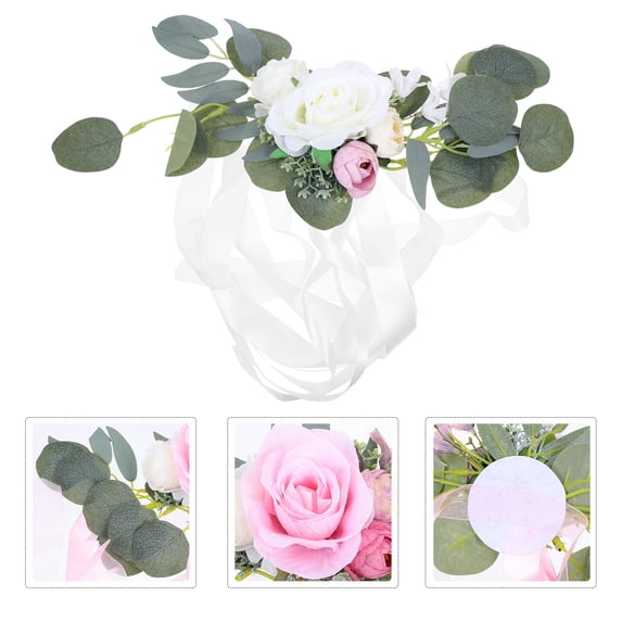 OFFIGAM 1Set Chair Back Flower White Cloth Plastic Decorative Wedding Theme Party Home Gathering