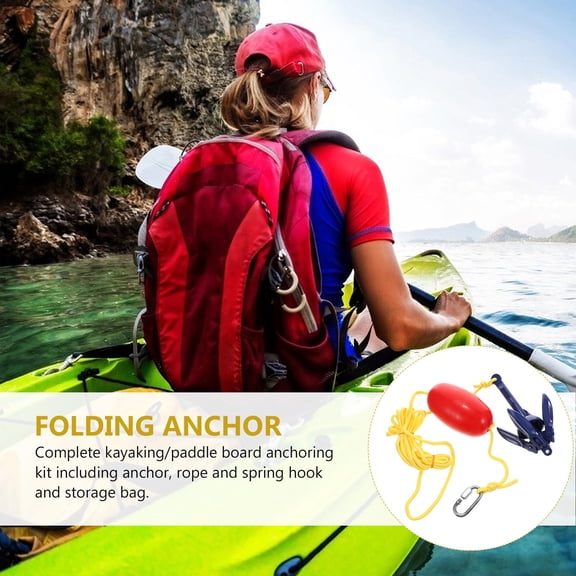OFFIGAM Aluminum Alloy Folding Anchor Kit with Rope and Storage Bag for Canoe, Kayak, and Boat - and Portable Set