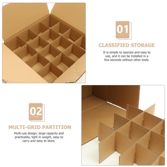 OFFIGAM Corrugated Divided Storage Box for Wine Bottles and Fragile Kitchen Items, Ideal for Safe Packing and Transport