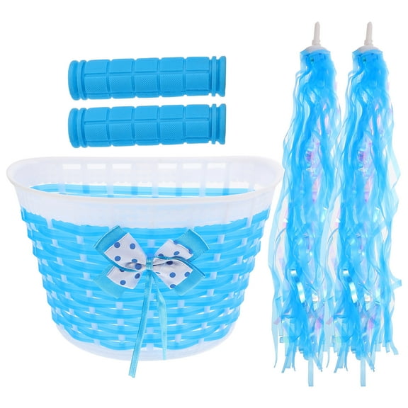 OFFIGAM Bike Basket with Colorful Streamers and Handlebar Covers - Kids Accessories Set for Boys and Girls