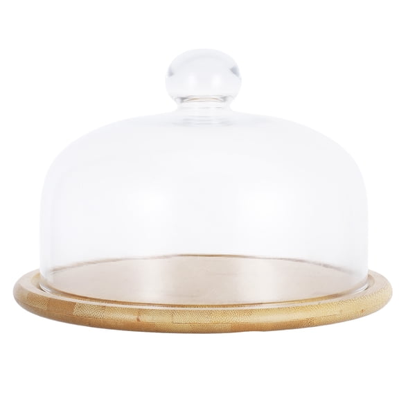 OFFIGAM 1Set Food Cover Reusable Square Wooden 26.00X26.00X16.00cm Cake Plate with Dome Lid