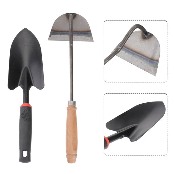 OFFIGAM 1Set Garden Handheld Hoe with Wooden Handle and Iron Head for Weeding and Planting
