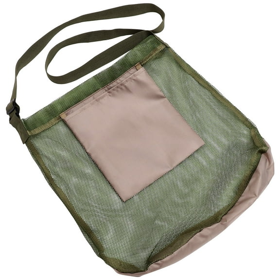 OFFIGAM Portable Green Mesh Mushroom Foraging Bag with Shoulder Strap, Crossbody Outdoor Storage Solution