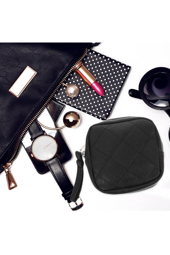 Compact Lipstick Holder Bag Black 1 Pack 4.9x4.9in Portable Makeup Organizer Case