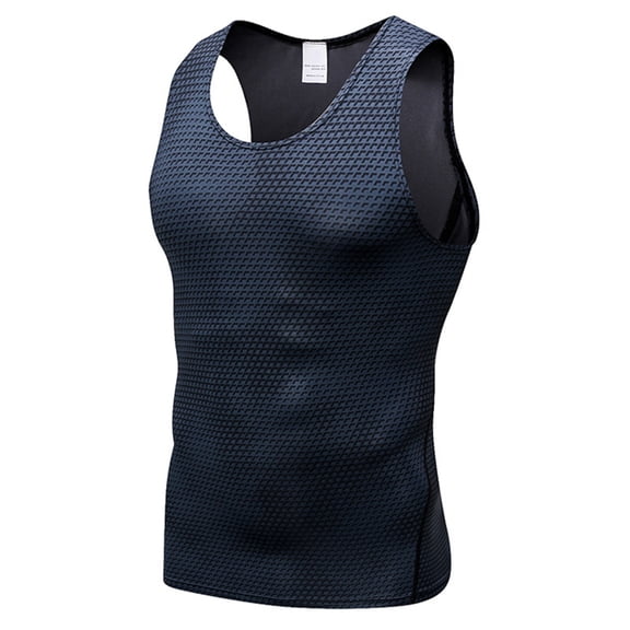 OFFIGAM Men's Printed Quick-Dry Vest, Slim Fit Breathable Running Top in Black - 1 Set