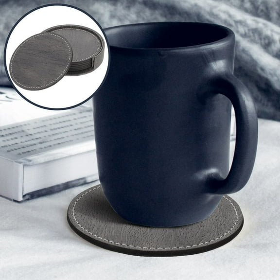 OFFIGAM 1Set Multipurpose Dark Grey PU Coasters for Home with Heat Insulation