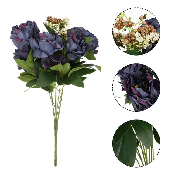 OFFIGAM Dark Peony Stem Silk Flower Artificial Decorative Plant for Wedding, Home, Office, Romantic Atmosphere Creation