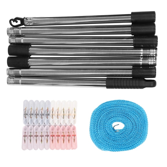 OFFIGAM 1Set Portable Outdoor Drying Line with Stable Support Pole and Easy Installation