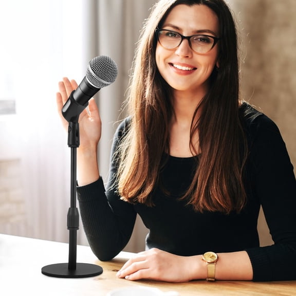 OFFIGAM Sturdy Round Base Mic Stand, Black, Universal Compatibility for Studio Sessions 1Set