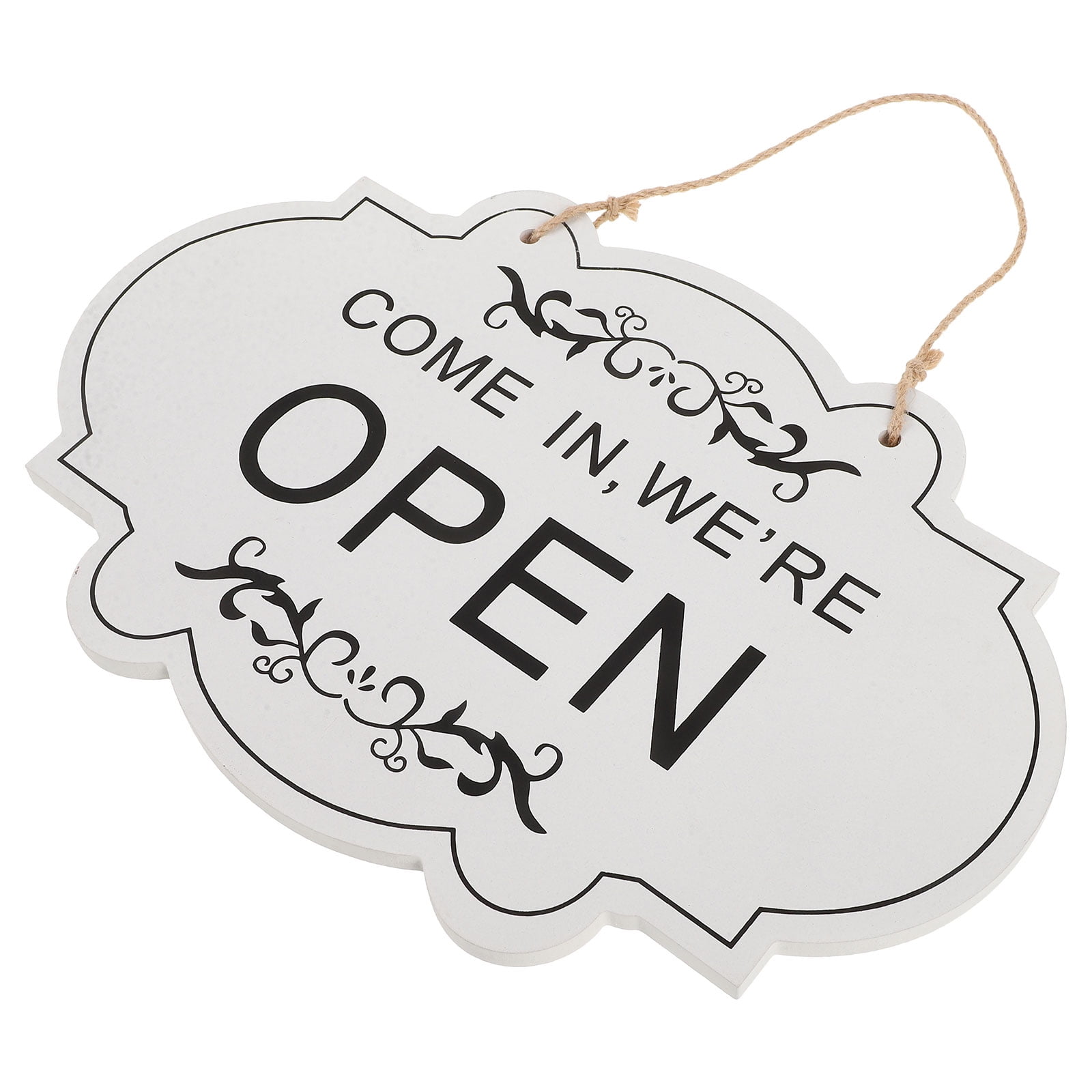 OFFIGAM 1Set White Jute Rope Open Closed Hanging Door Sign for Shop ...