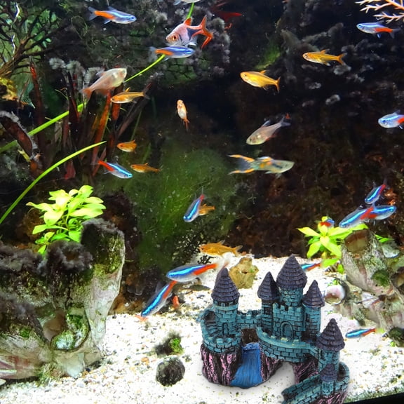 OFFIGAM 1pc Ancient Castle Aquarium Decoration Resin Structure for Fish Tank