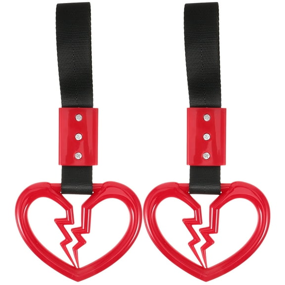 OFFIGAM 2 Pcs Car Hand Straps Rings Red Plastic for Car Safety Warning Use