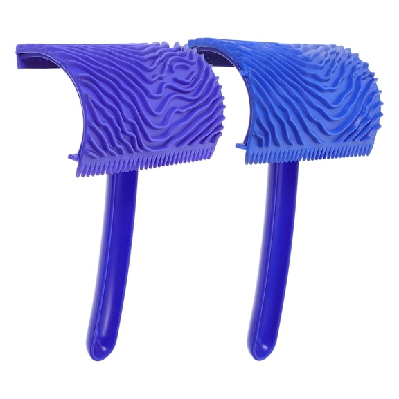 OFFIGAM Faux Wood Grain Roller Set Sturdy DIY Wood Texture Paint Tool Blue 2Pcs