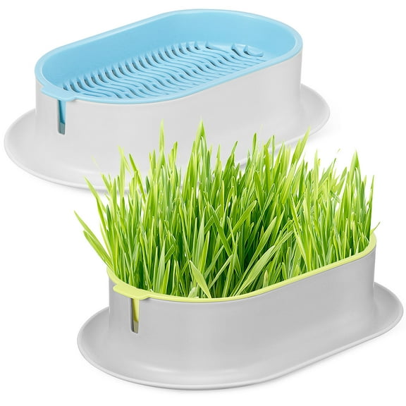 OFFIGAM 2 Pcs Soilless Cat Grass Growing Pots with Modern Design for Healthy and Indoor Gardening