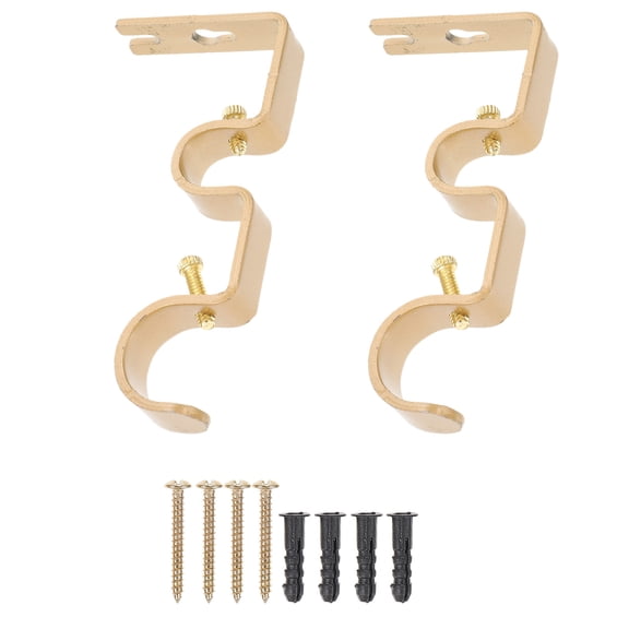 OFFIGAM Golden Rod Bracket Holder, Curtain Pole Socket End Supports for Window Drapery Hardware Mounting, 2 Sets
