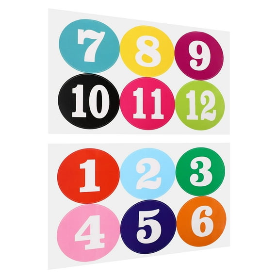 OFFIGAM 2 Sheets PVC Number Stickers Colorful Tags for Handmade Crafts and Scrapbooking Projects