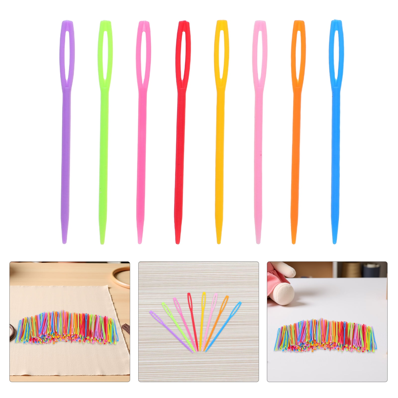 OFFIGAM Set of 2000 Large Plastic Knitting Needles in Assorted Colors, Lightweight and Easy to Thread for Home Crafting Projects