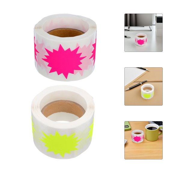 OFFIGAM 200Pcs Assorted Color Fluorescent Burst Price Stickers Writable Labels for Sale and Display