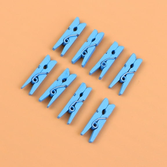 OFFIGAM 200Pcs Blue Wooden Pegs Craft Clips for Decorating Photos Notes and Tags At Parties and Special Events
