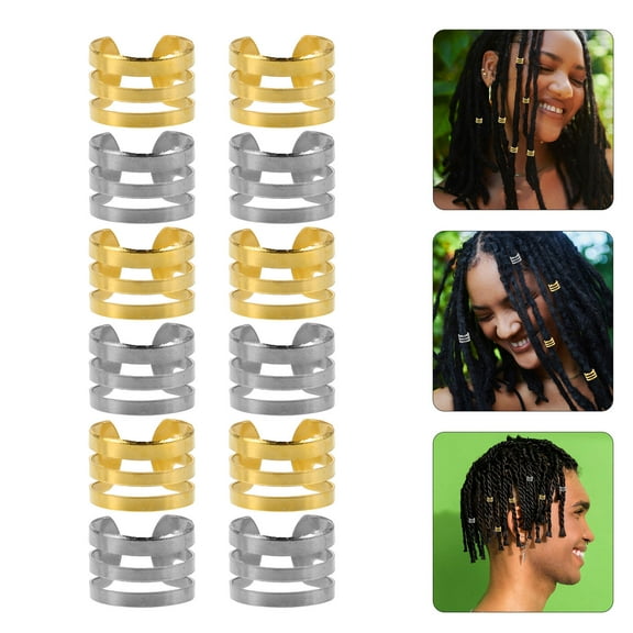 OFFIGAM 200Pcs Hair Cuffs for Braids Metal Braid Accessories in Plated Silver and Plated