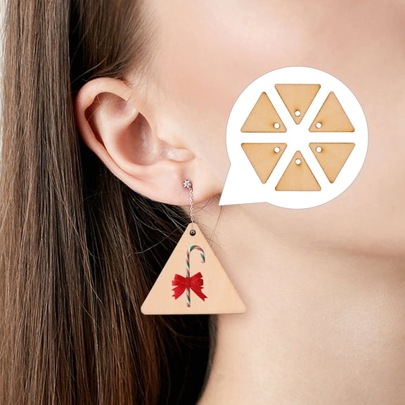 OFFIGAM 200Pcs Unfinished Triangle Wood Cutouts Craft Pieces for Christmas Ornaments and Home Decoration Khaki