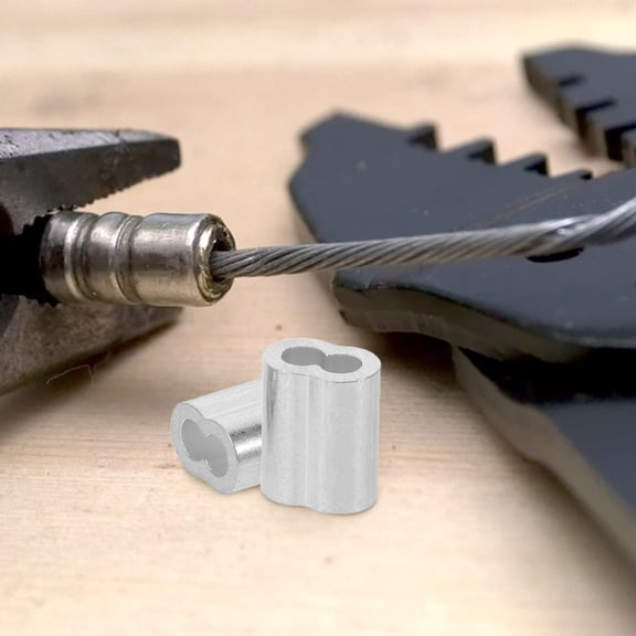 OFFIGAM 200Pcs Aluminum Double Hole Wire Rope Clips Clamp Heavy Duty Cable Fasteners