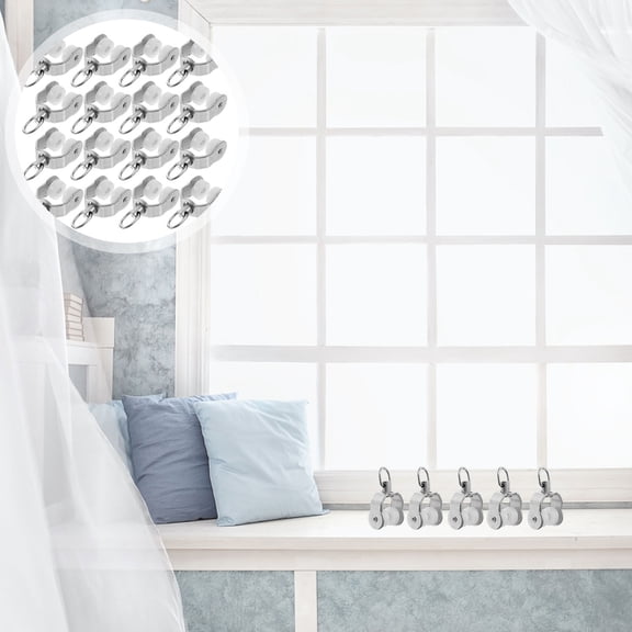 OFFIGAM 20Pcs Ceiling Curtain Track Rollers Plastic Pulleys with Stainless Steel Frame for Smooth Sliding