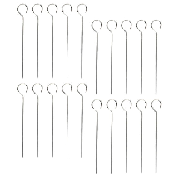 OFFIGAM Plated Silver Stainless Steel Skewers, Durable Bbq Accessories, Hanging Ring, 20Pcs